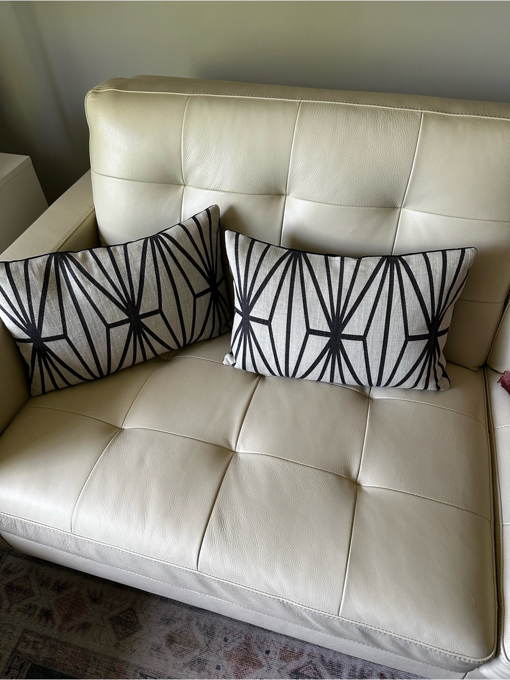 Geometric Lumbar Pillow Pair - Black on Cream